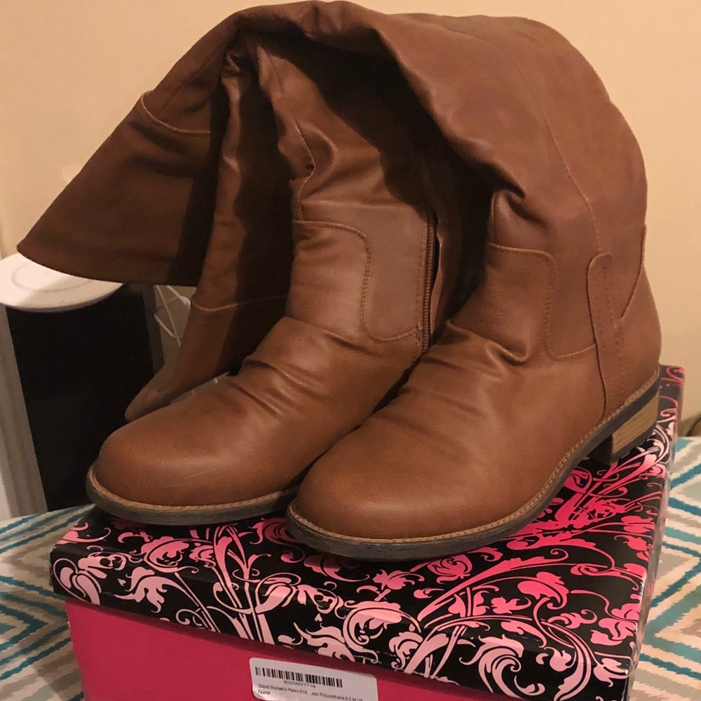 Brown knee high boots